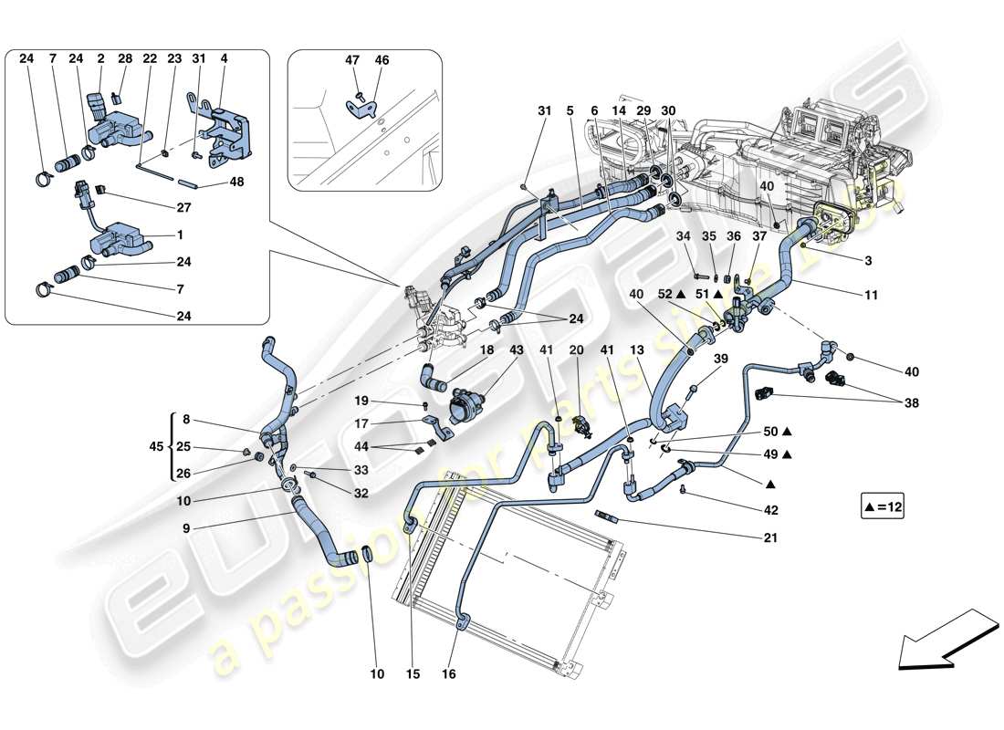 Ferrari GTC4 Lusso T (EUROPE) AC SYSTEM - WATER AND FREON Part Diagram