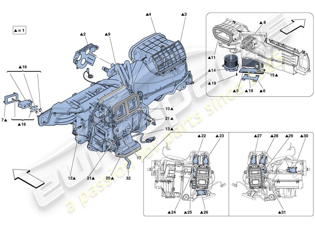 Ferrari GTC4 Lusso T (EUROPE) EVAPORATOR UNIT Part Diagram