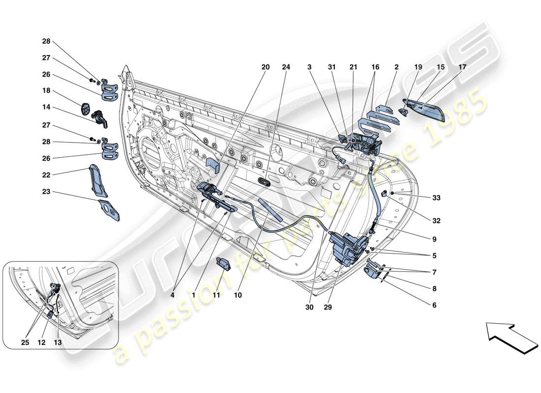 Ferrari GTC4 Lusso T (EUROPE) DOORS - OPENING MECHANISMS AND HINGES Part Diagram