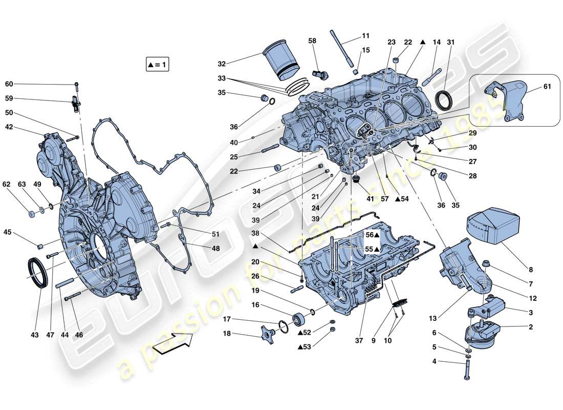 Ferrari GTC4 Lusso T (RHD) crankcase Parts Diagram