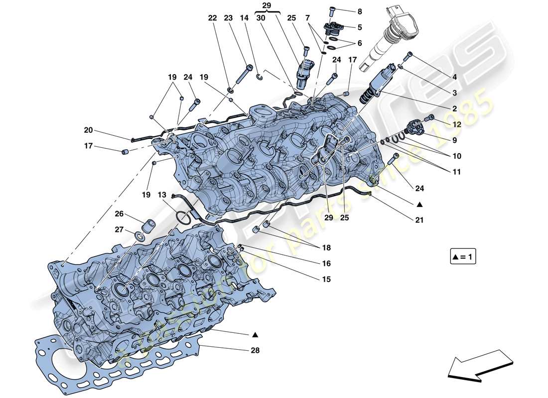 Ferrari GTC4 Lusso T (RHD) left hand cylinder head Parts Diagram