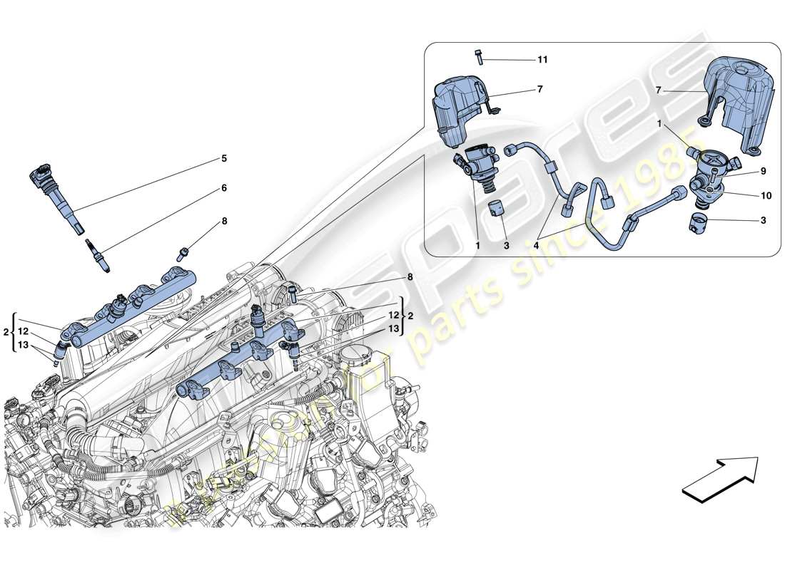 Ferrari GTC4 Lusso T (RHD) injection - ignition system Parts Diagram