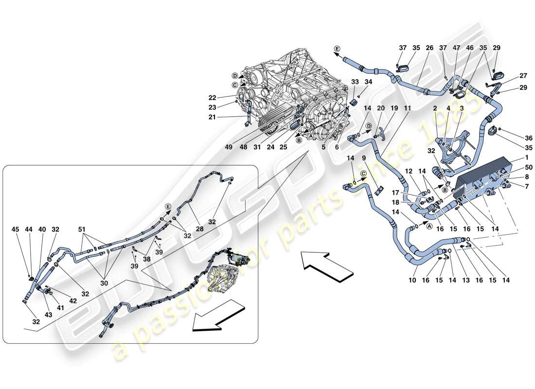 Ferrari GTC4 Lusso T (RHD) GEARBOX OIL LUBRICATION AND COOLING SYSTEM Part Diagram