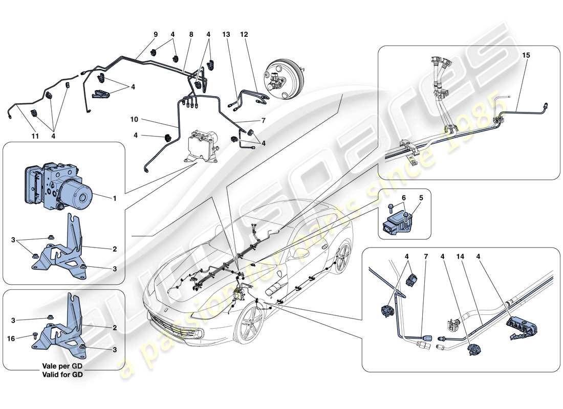 Ferrari GTC4 Lusso T (RHD) Brake System Parts Diagram