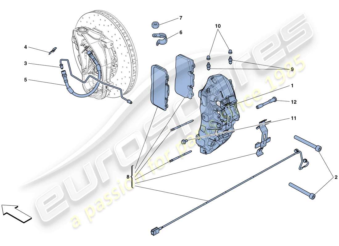 Ferrari GTC4 Lusso T (RHD) FRONT BRAKE CALLIPERS Part Diagram