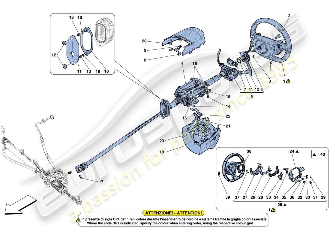 Ferrari GTC4 Lusso T (RHD) Steering Control Part Diagram