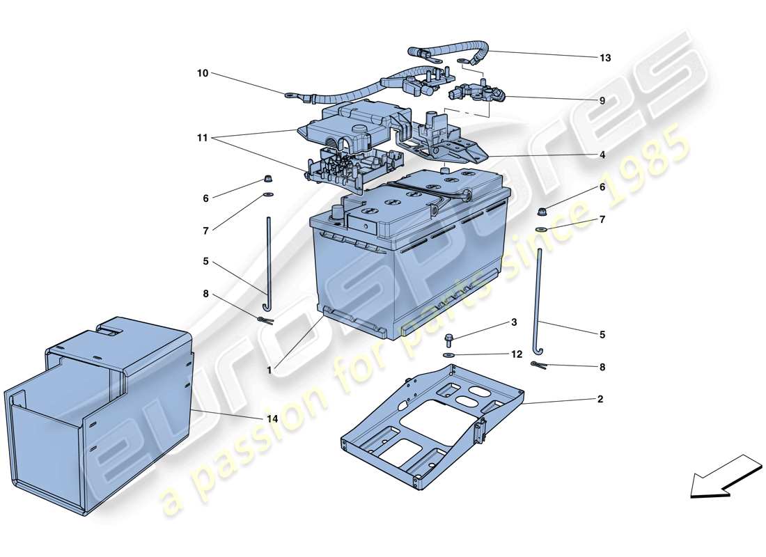 Ferrari GTC4 Lusso T (RHD) Battery Parts Diagram