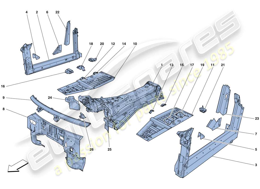 Ferrari GTC4 Lusso T (RHD) STRUCTURES AND ELEMENTS, CENTRE OF VEHICLE Parts Diagram