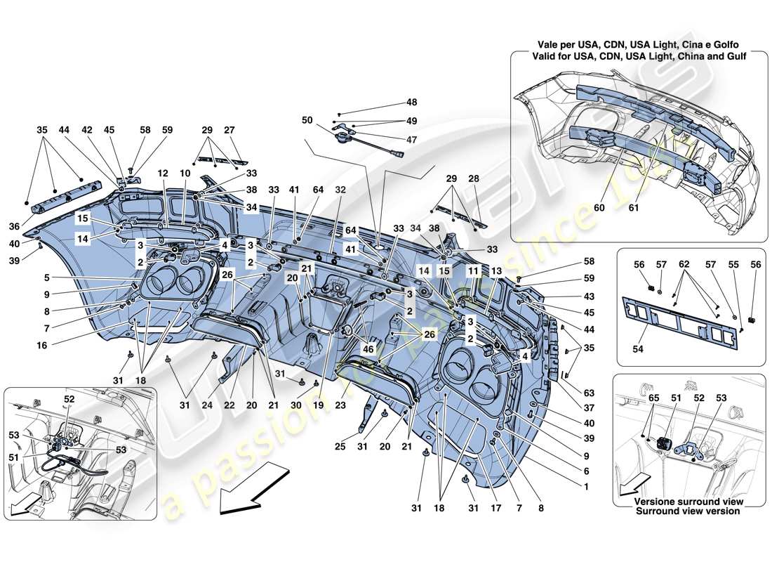 Ferrari GTC4 Lusso T (RHD) REAR BUMPER Parts Diagram