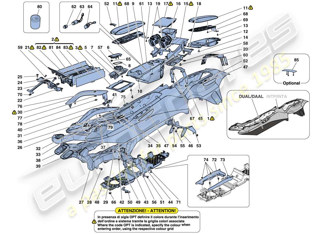 Ferrari GTC4 Lusso T (RHD) TUNNEL - SUBSTRUCTURE AND ACCESSORIES Parts Diagram