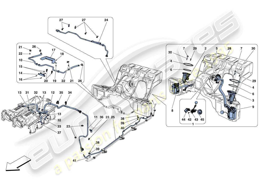 Ferrari GTC4 Lusso T (USA) fuel system pumps and pipes Part Diagram