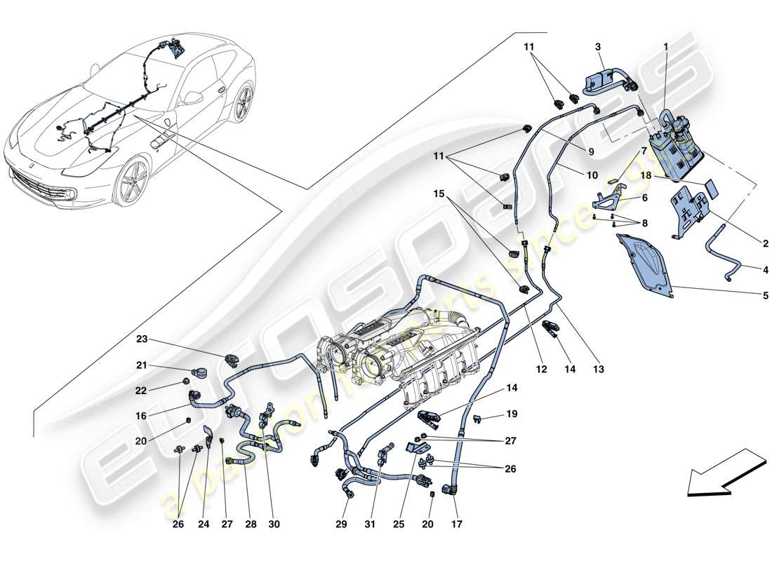 Ferrari GTC4 Lusso T (USA) evaporative emissions control system Parts Diagram