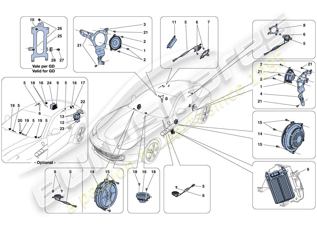 Ferrari GTC4 Lusso T (USA) AUDIO SPEAKER SYSTEM Part Diagram