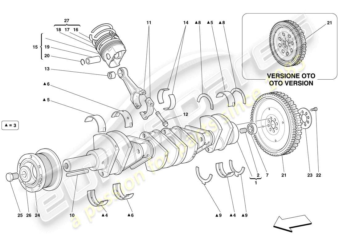 Ferrari 612 Scaglietti (Europe) crankshaft - connecting rods and pistons Part Diagram