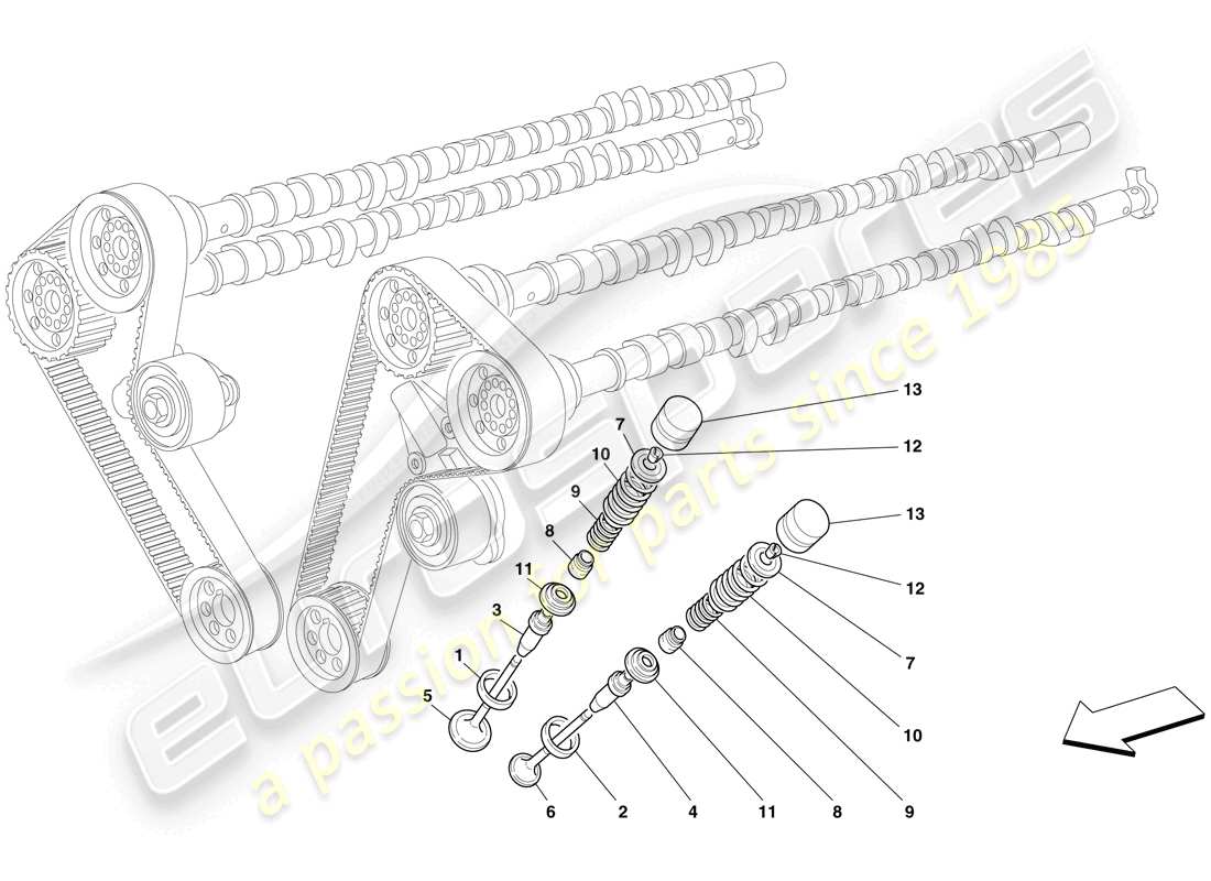 Ferrari 612 Scaglietti (Europe) timing - valves Part Diagram