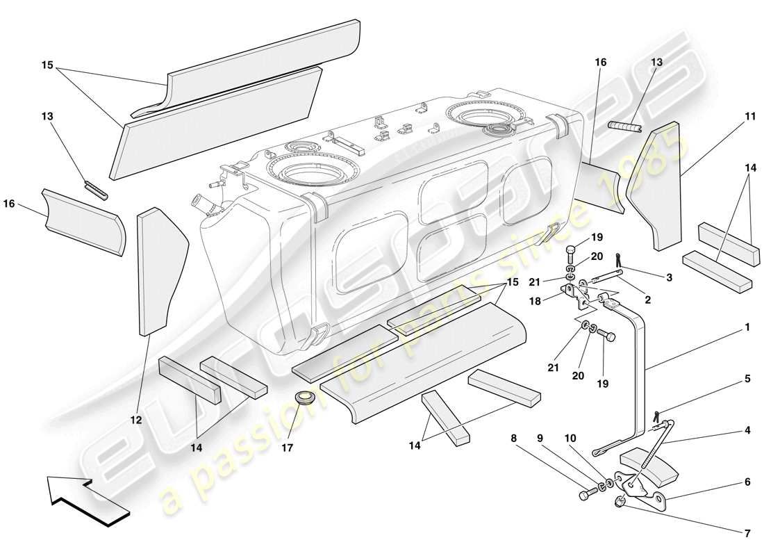 Ferrari 612 Scaglietti (Europe) FUEL TANK - INSULATION AND PROTECTION Part Diagram