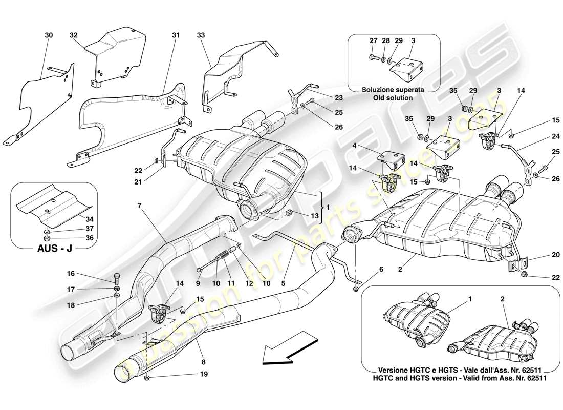 Ferrari 612 Scaglietti (Europe) Rear Exhaust System Part Diagram