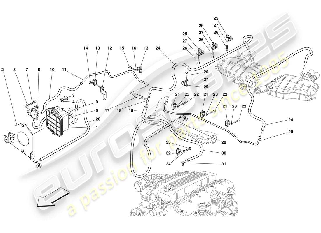 Ferrari 612 Scaglietti (Europe) bypass valve control system Part Diagram