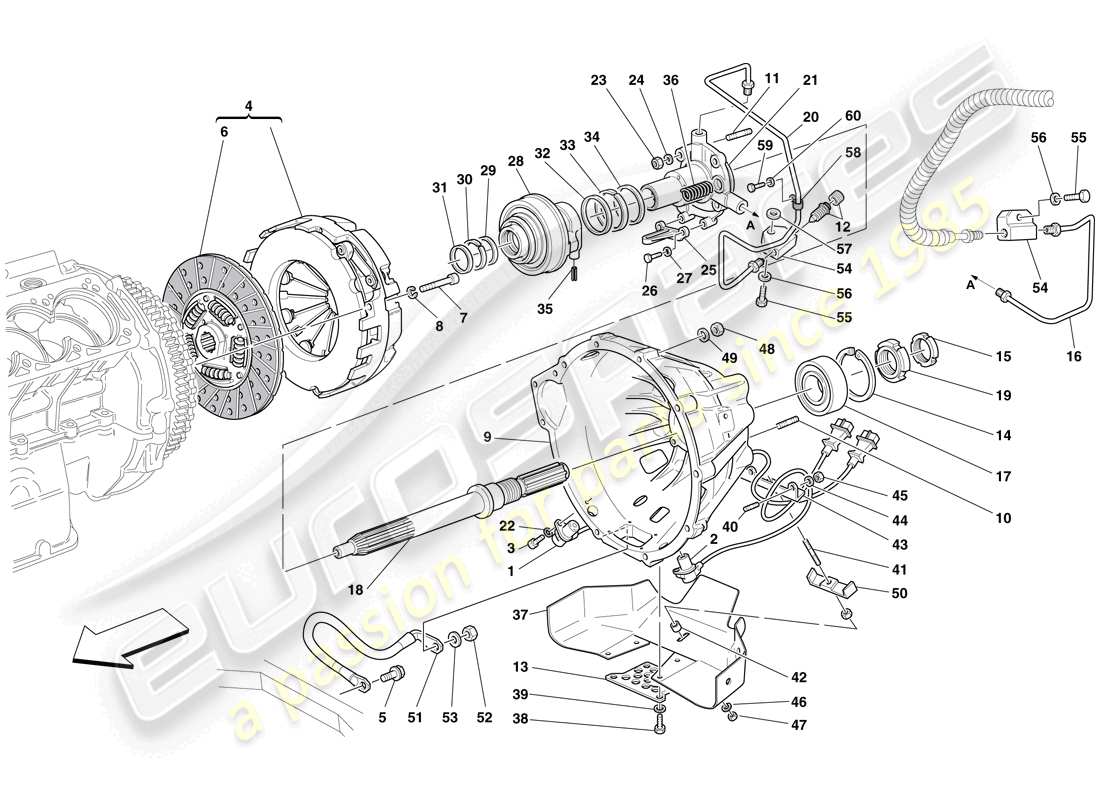 Ferrari 612 Scaglietti (Europe) Clutch and Controls Part Diagram