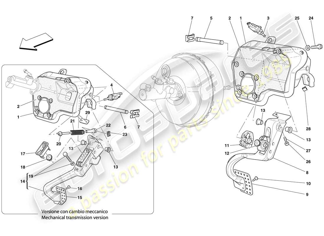 Ferrari 612 Scaglietti (Europe) Pedal Board Parts Diagram