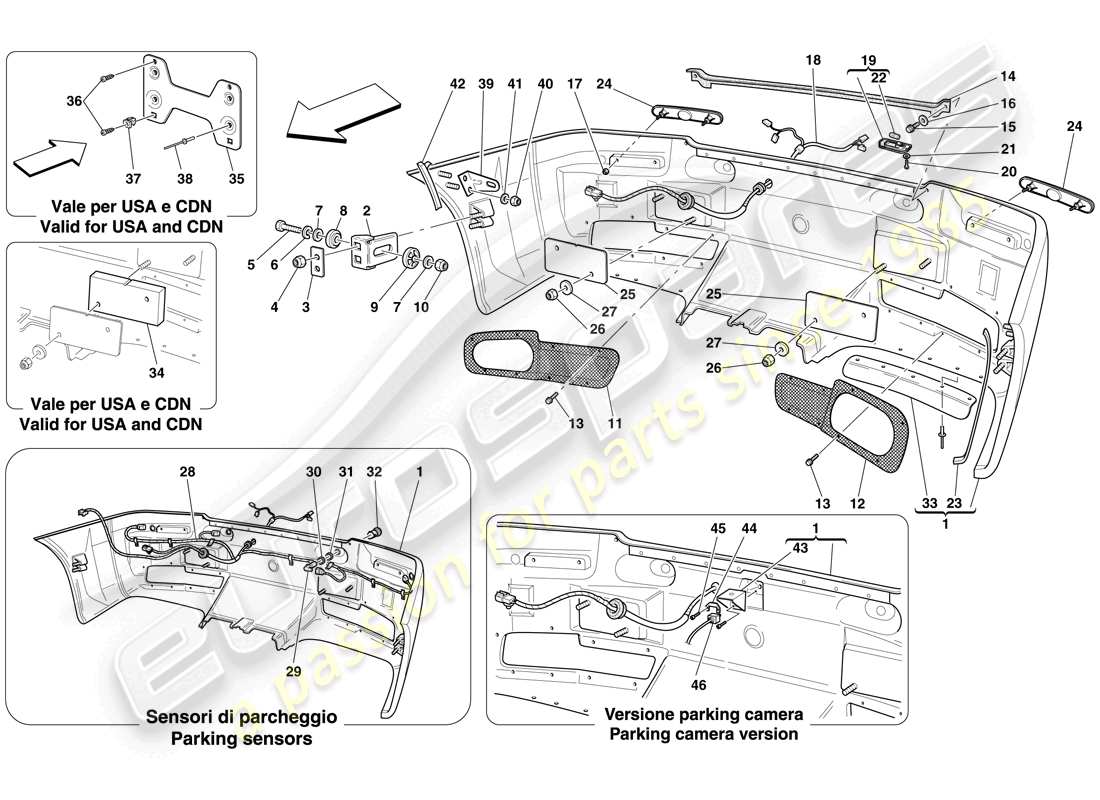 Ferrari 612 Scaglietti (Europe) REAR BUMPER Part Diagram