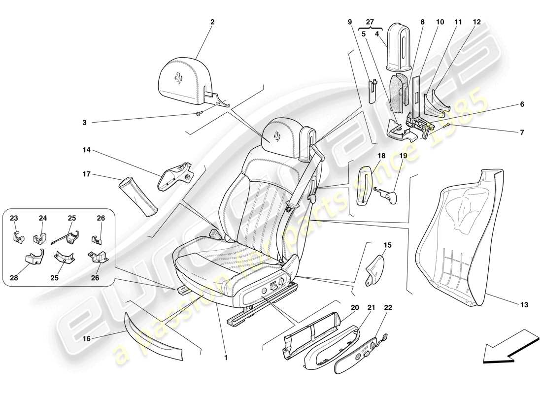 Ferrari 612 Scaglietti (Europe) ELECTRIC FRONT SEAT - TRIM AND ACCESSORIES Part Diagram