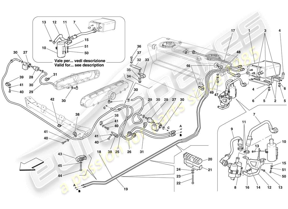 Ferrari 612 Scaglietti (RHD) evaporative emissions control system Part Diagram