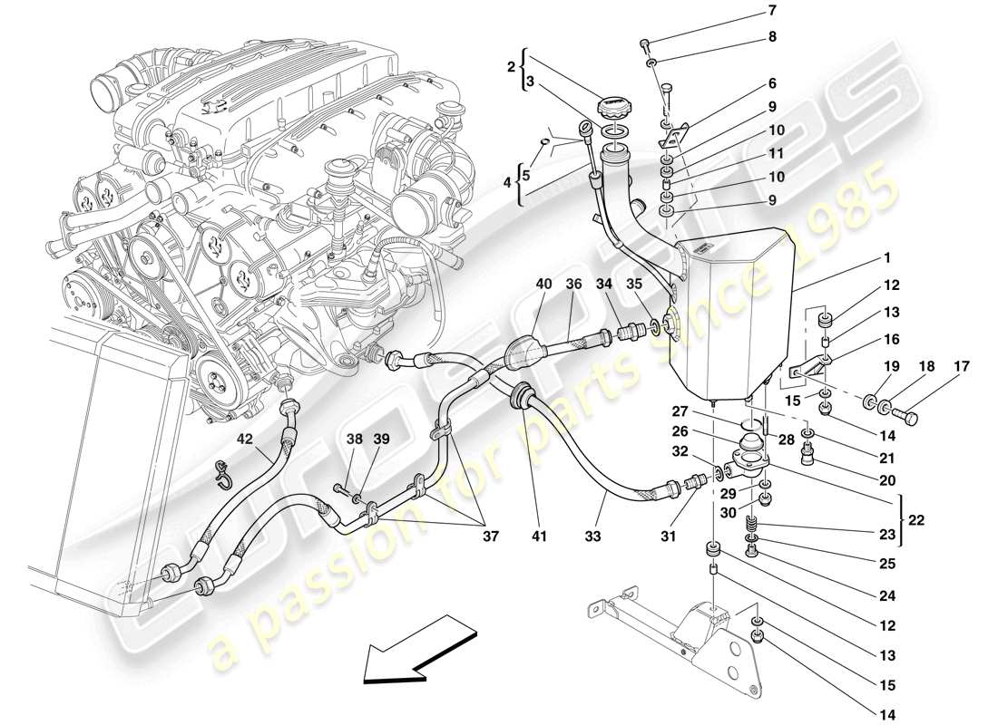 Ferrari 612 Scaglietti (RHD) Lubrication System - Tank Part Diagram