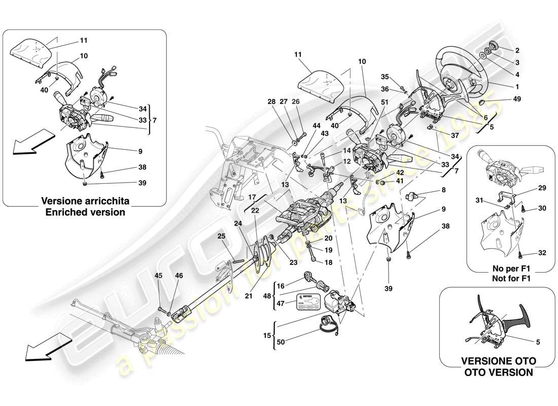Ferrari 612 Scaglietti (RHD) Steering Control Part Diagram
