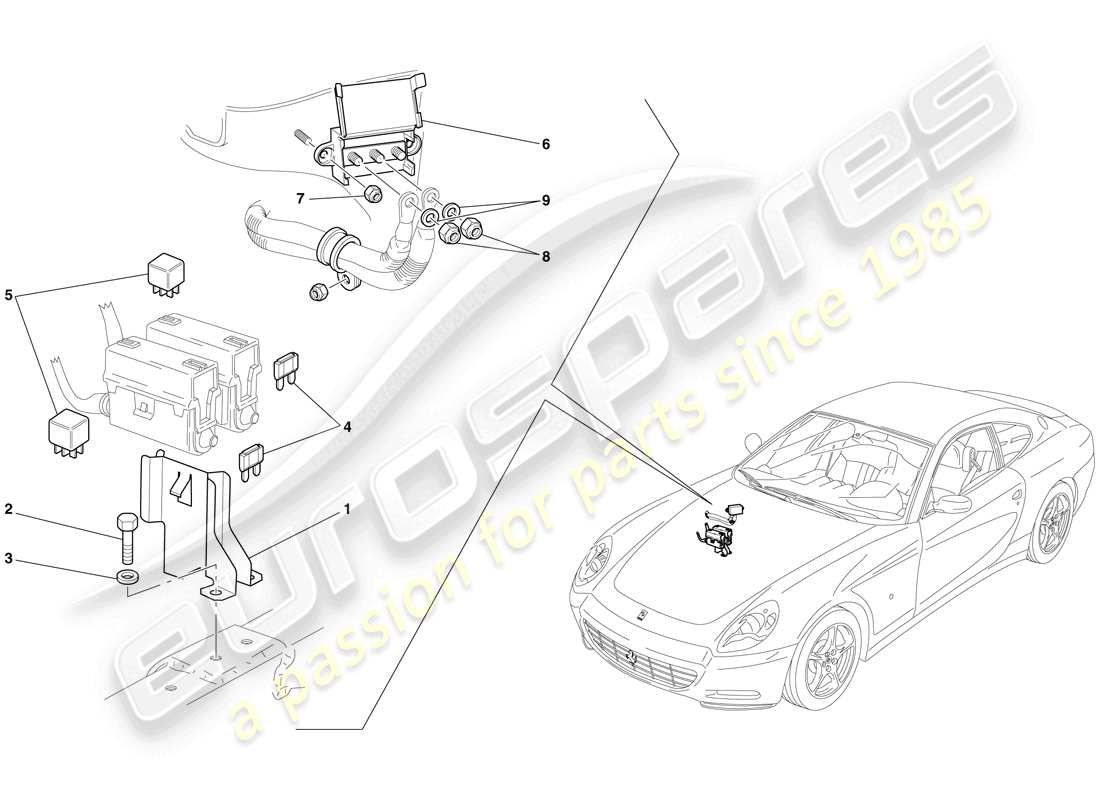 Ferrari 612 Scaglietti (RHD) ENGINE COMPARTMENT ECUs Part Diagram