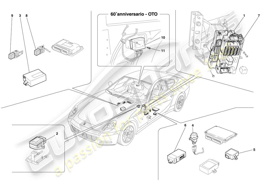 Ferrari 612 Scaglietti (RHD) PASSENGER COMPARTMENT ECUs Part Diagram