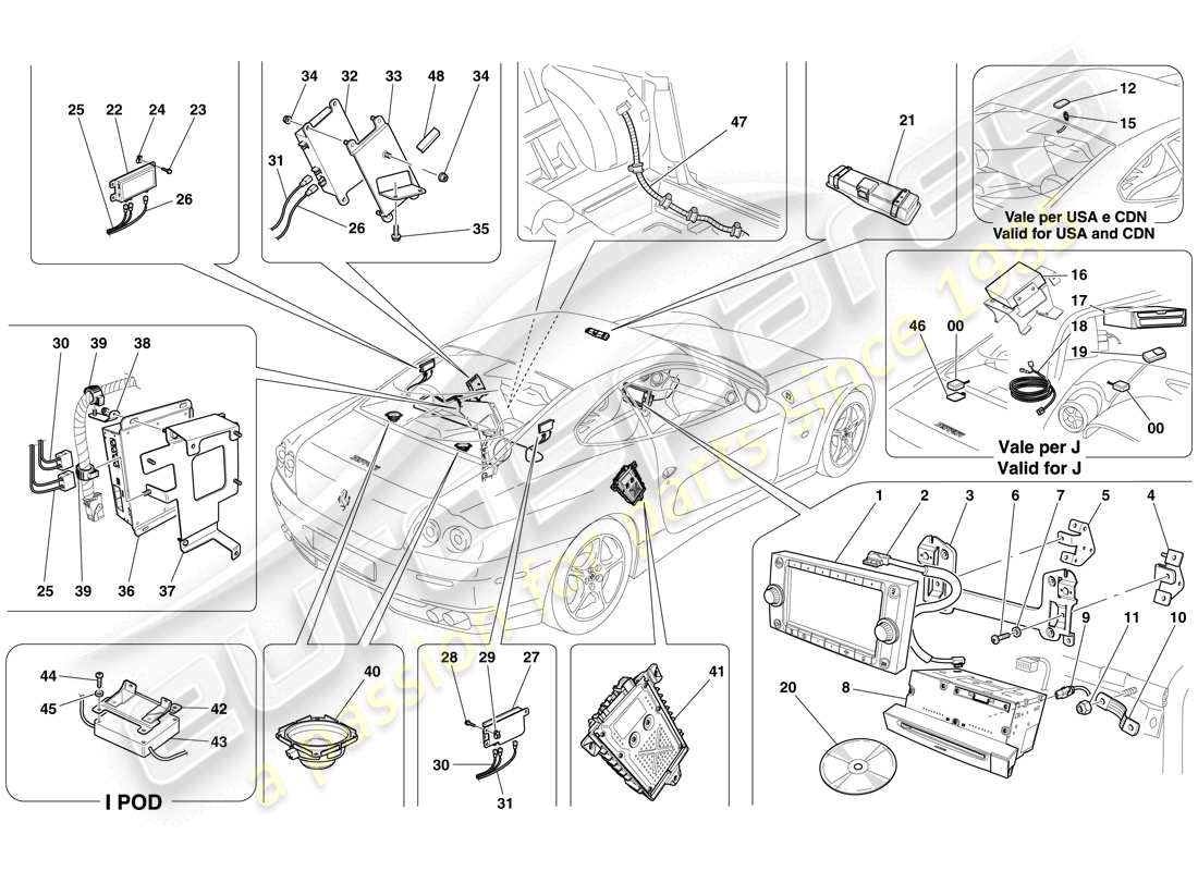 Ferrari 612 Scaglietti (RHD) AUDIO SYSTEM - Enhanced version Part Diagram