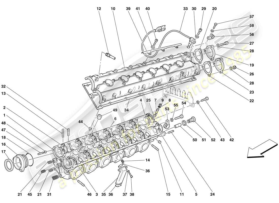 Ferrari 612 Scaglietti (USA) left hand cylinder head Part Diagram