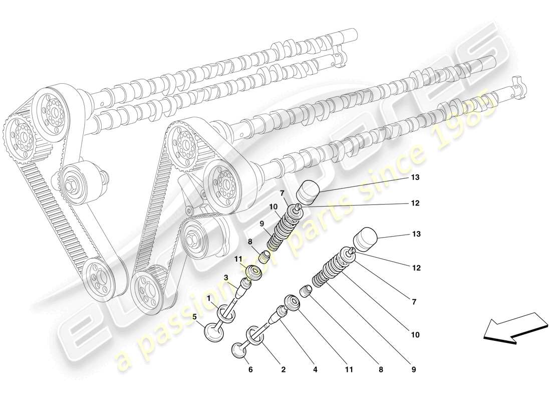 Ferrari 612 Scaglietti (USA) timing - valves Part Diagram