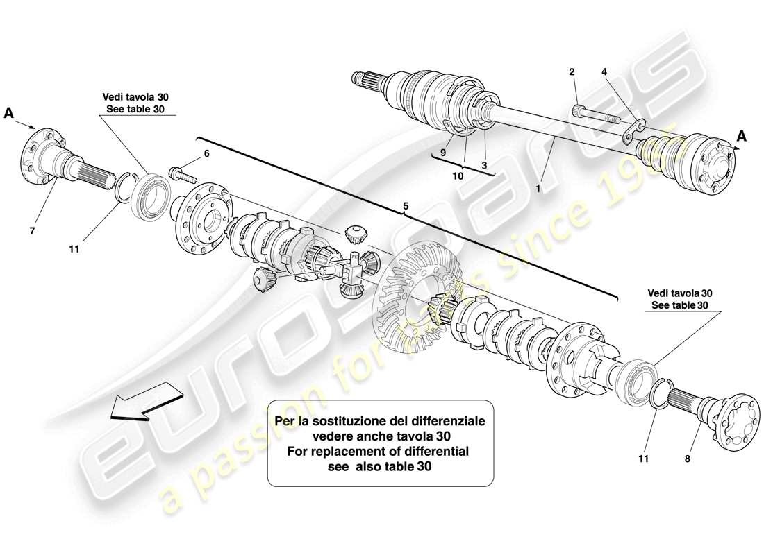 Ferrari 612 Scaglietti (USA) DIFFERENTIAL AND AXLE SHAFT Part Diagram