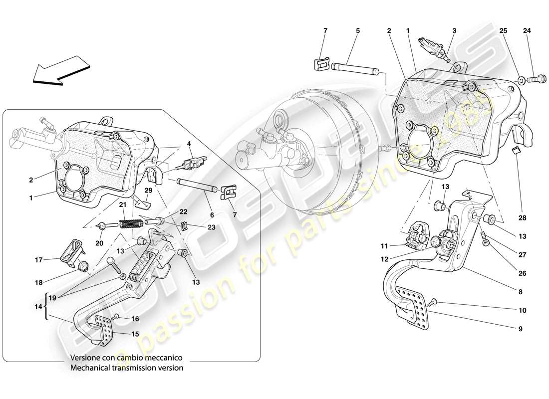 Ferrari 612 Scaglietti (USA) Pedal Board Part Diagram