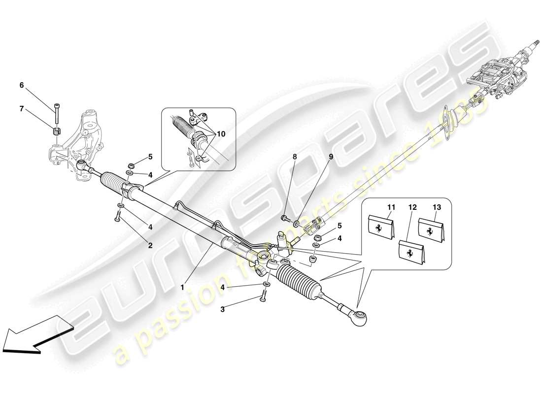 Ferrari 612 Scaglietti (USA) HYDRAULIC POWER STEERING BOX Part Diagram