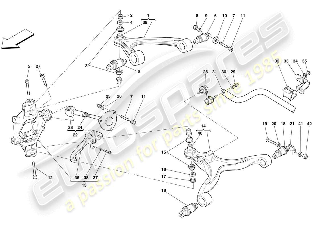 Ferrari 612 Scaglietti (USA) REAR SUSPENSION - ARMS AND STABILISER BAR Part Diagram