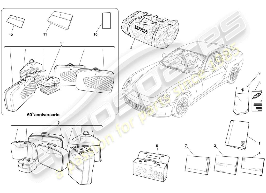 Ferrari 612 Scaglietti (USA) documentation and accessories Part Diagram