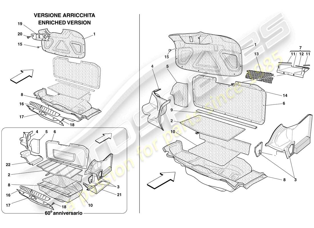 Ferrari 612 Scaglietti (USA) LUGGAGE COMPARTMENT TRIM Part Diagram