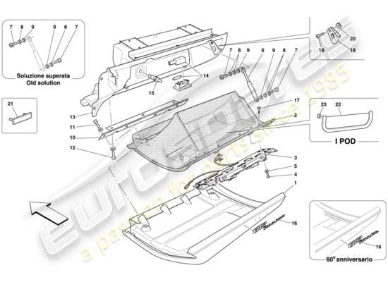 a part diagram from the Ferrari 612 Scaglietti (USA) parts catalogue