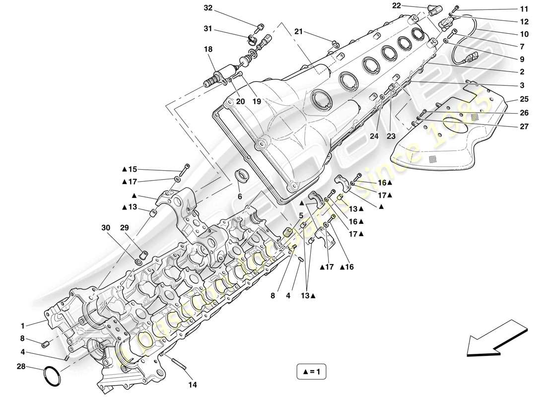 Ferrari 599 GTB Fiorano (Europe) left hand cylinder head Part Diagram