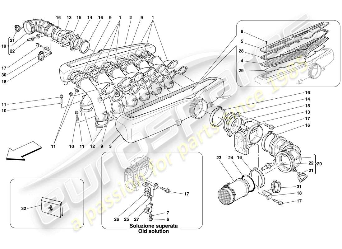Ferrari 599 GTB Fiorano (Europe) INTAKE MANIFOLD Part Diagram