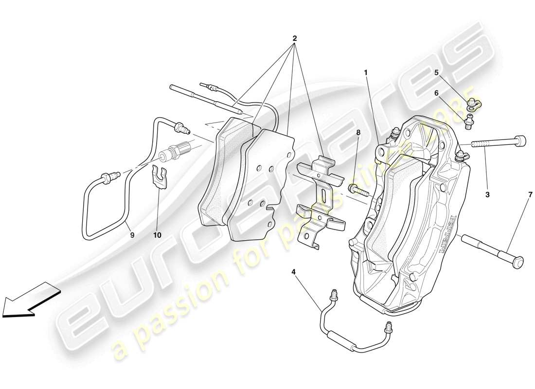 Ferrari 599 GTB Fiorano (Europe) FRONT BRAKE CALLIPER Part Diagram