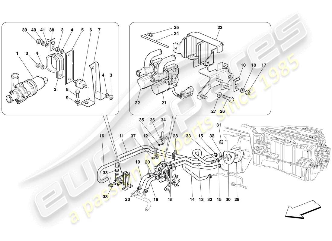 Ferrari 599 GTB Fiorano (Europe) AC SYSTEM - WATER PIPES Part Diagram