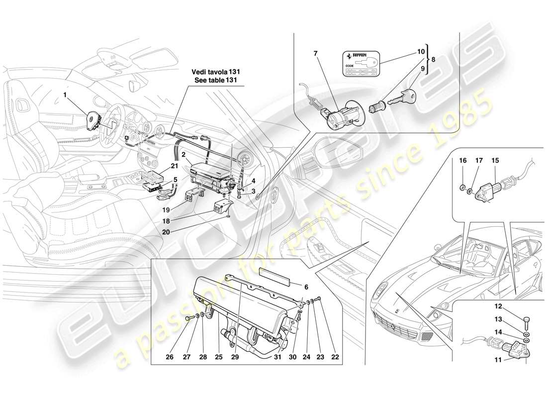 Ferrari 599 GTB Fiorano (Europe) AIRBAG Part Diagram