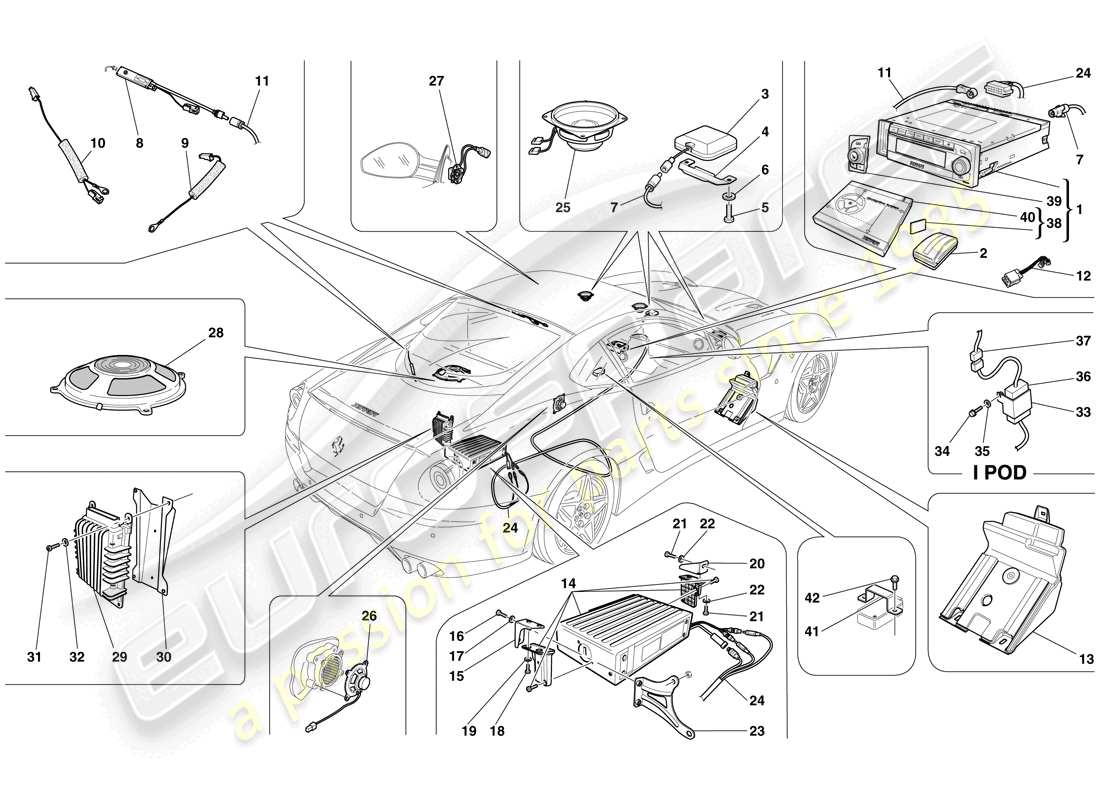 Ferrari 599 GTB Fiorano (Europe) HI-FI SYSTEM Part Diagram