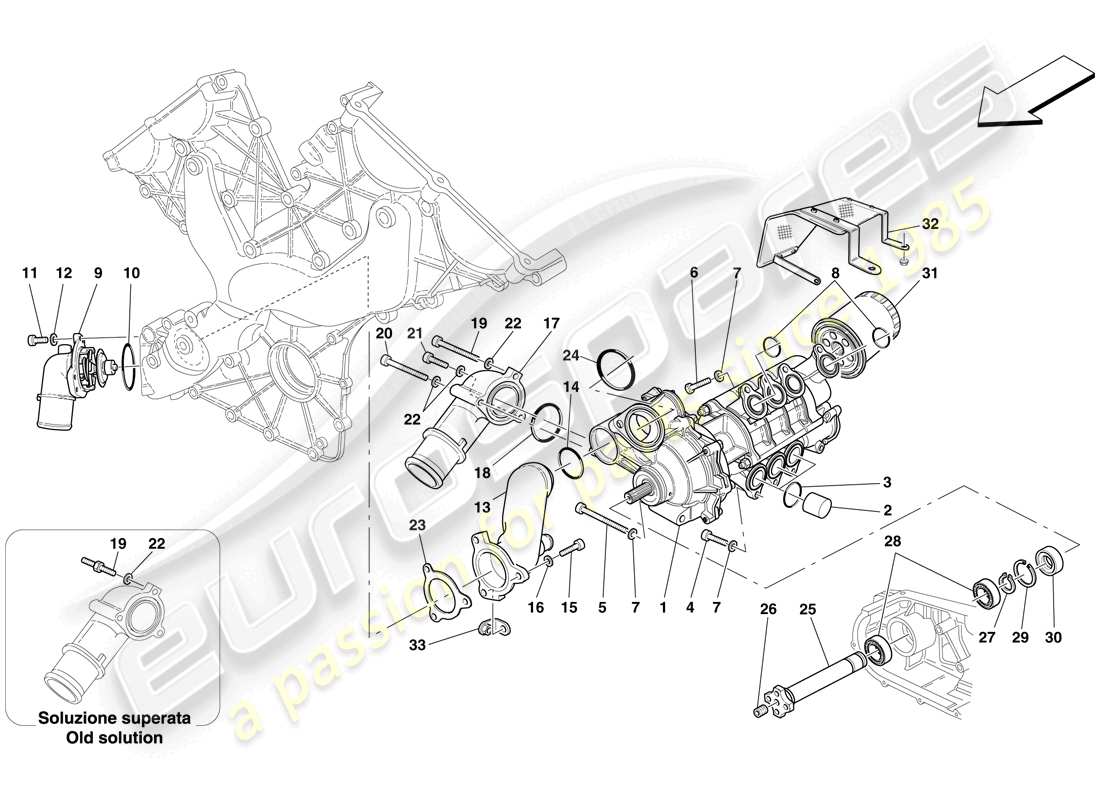 Ferrari 599 GTB Fiorano (RHD) OIL / WATER PUMP Part Diagram