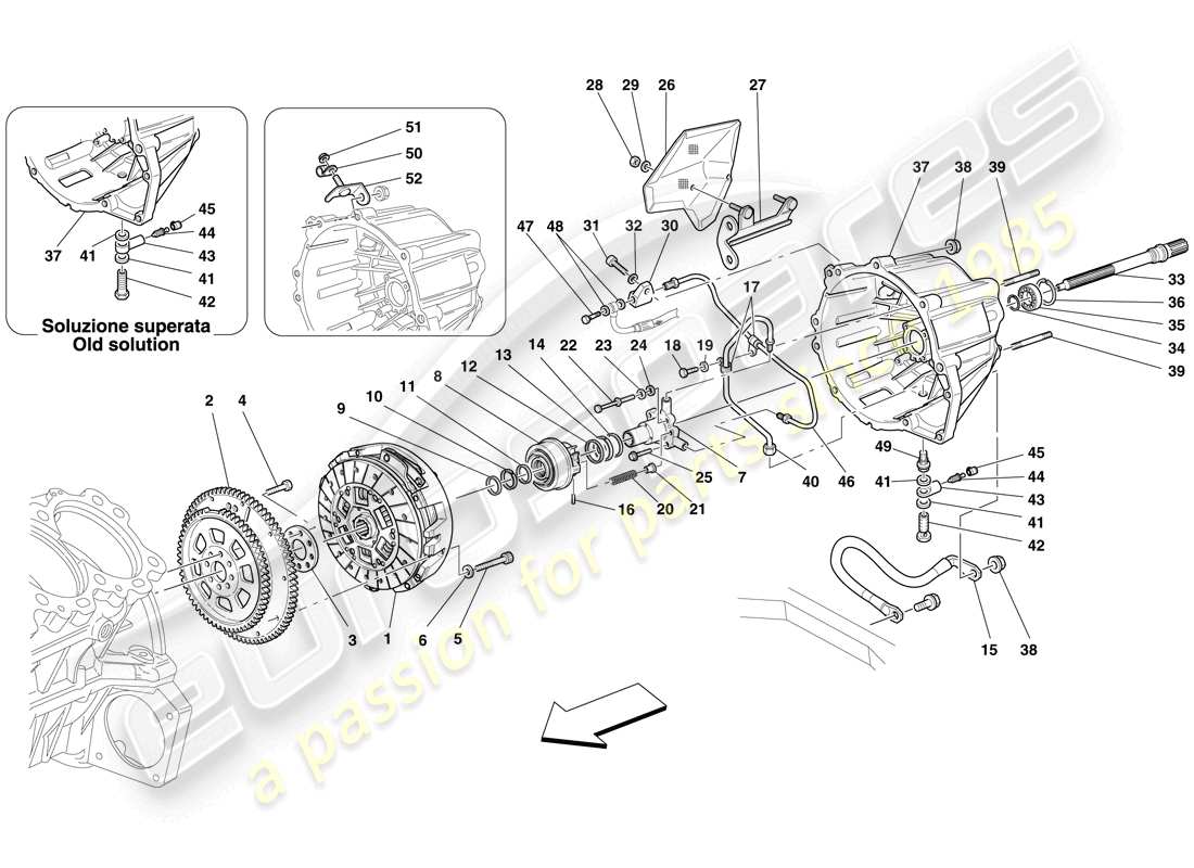 Ferrari 599 GTB Fiorano (RHD) Clutch and Controls Part Diagram