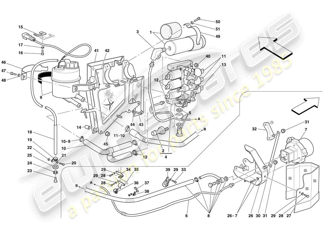 Ferrari 599 GTB Fiorano (RHD) Power Unit and Tank Part Diagram